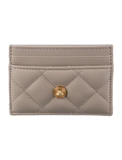 Pre-owned Versace Leather Card Holder In Grey