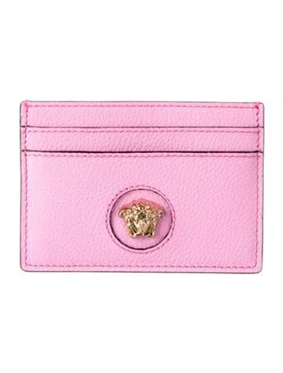 Pre-owned Versace Leather Card Holder In Pink