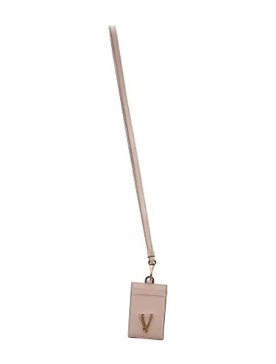 Pre-owned Versace Leather Card Holder In Pink