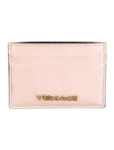 Pre-owned Versace Leather Card Holder In Pink
