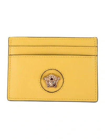 Pre-owned Versace Leather Card Holder In Yellow