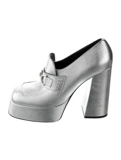 Pre-owned Versace Leather Chain-link Accents Pumps