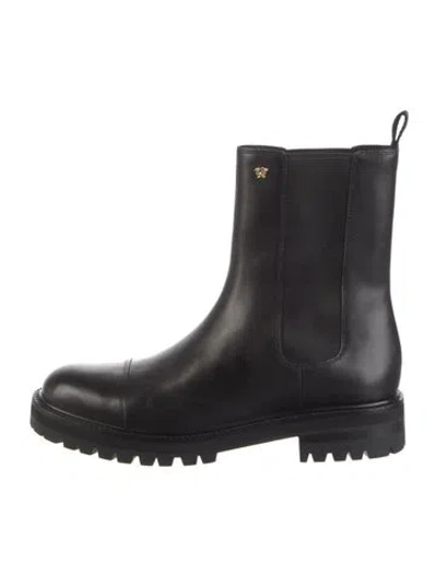 Pre-owned Versace Leather Chelsea Boots In Black