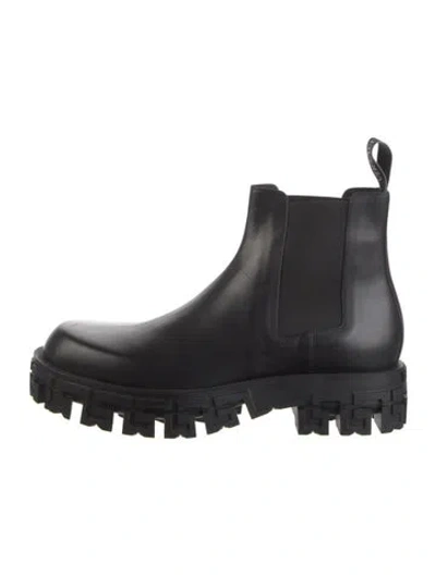 Pre-owned Versace Leather Chelsea Boots In Black