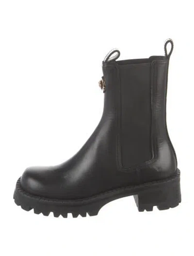 Pre-owned Versace Leather Chelsea Boots In Black