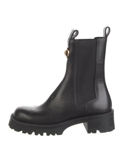 Pre-owned Versace Leather Chelsea Boots In Black