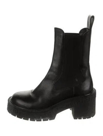 Pre-owned Versace Leather Chelsea Boots In Black