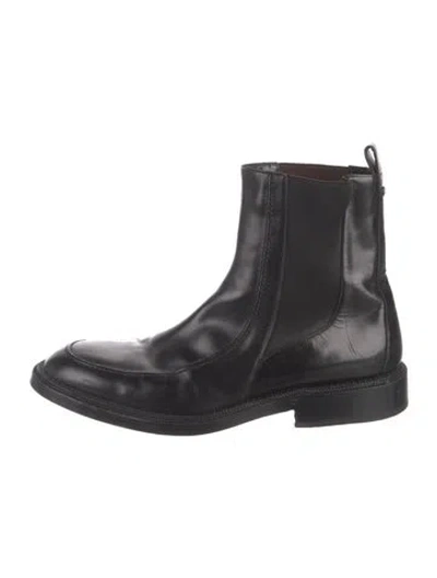 Pre-owned Versace Leather Chelsea Boots In Black