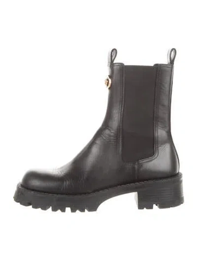 Pre-owned Versace Leather Chelsea Boots In Grey