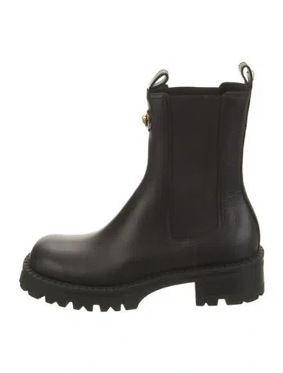 Pre-owned Versace Leather Chelsea Boots W/ Tags In Black