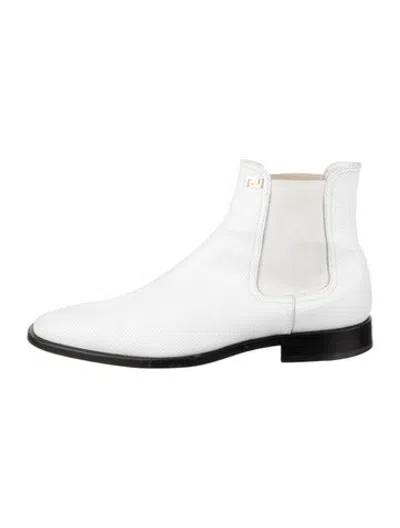 Pre-owned Versace Leather Chelsea Boots In White