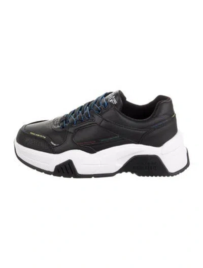 Pre-owned Versace Leather Chunky Sneakers In Black