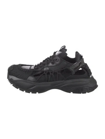 Pre-owned Versace Leather Chunky Sneakers In Black