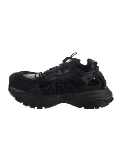 Pre-owned Versace Leather Chunky Sneakers In Black