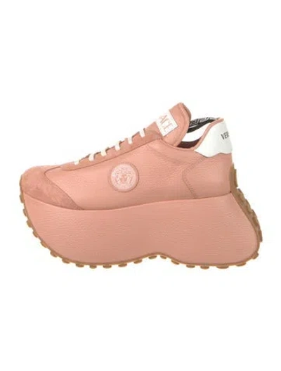 Pre-owned Versace Leather Chunky Sneakers In Neutral