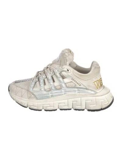 Pre-owned Versace Leather Chunky Sneakers In White