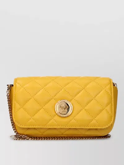 Versace Leather Clutch Bag In Yellow