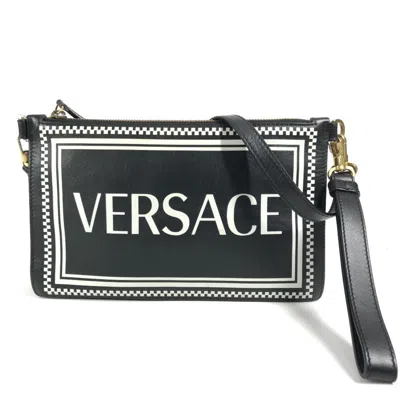 Pre-owned Versace Leather Clutch Bag Pochette Pouch Shoulder Bag ()