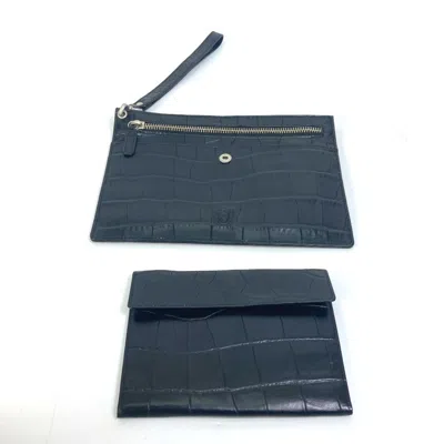 Pre-owned Versace Leather Clutch Bag Pouch () In Black
