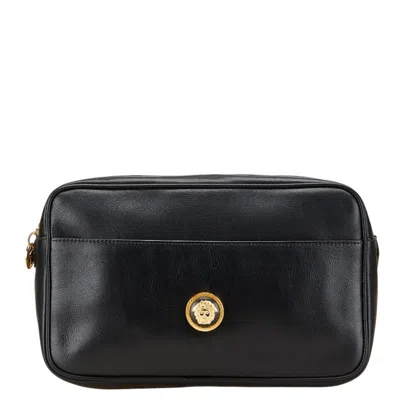 Pre-owned Versace Leather Clutch Bag () In Black