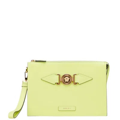 Pre-owned Versace Leather Clutch Bag () In Green