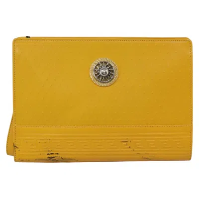 Pre-owned Versace Leather Clutch Bag () In Yellow