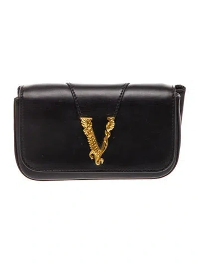 Pre-owned Versace Leather Clutch In Black