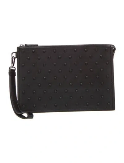 Pre-owned Versace Leather Clutch In Black