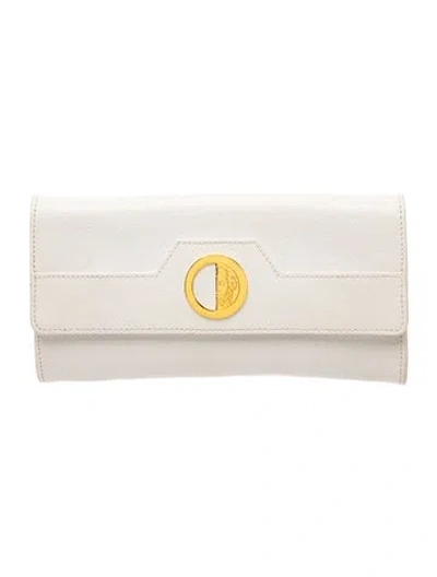 Pre-owned Versace Leather Clutch In Neutral