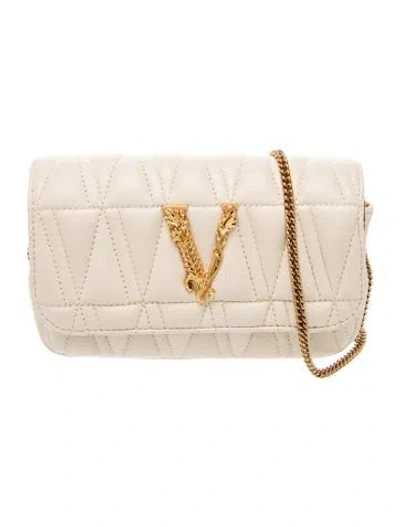 Pre-owned Versace Leather Clutch In Neutral
