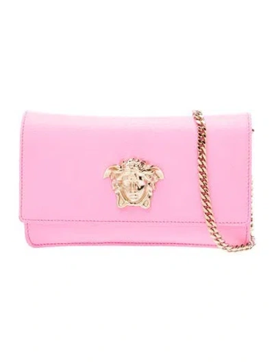 Pre-owned Versace Leather Clutch In Pink