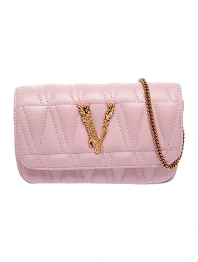 Pre-owned Versace Leather Clutch In Pink