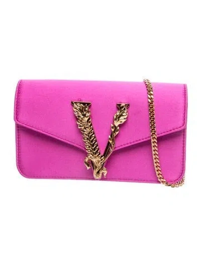 Pre-owned Versace Leather Clutch In Pink