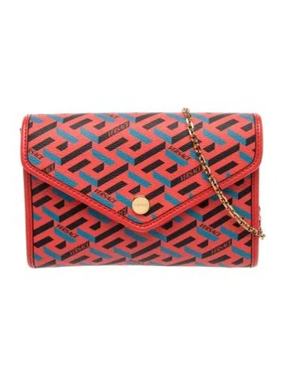 Pre-owned Versace Leather Clutch In Red