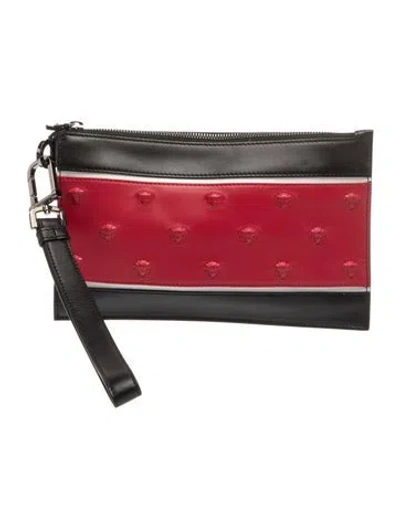 Pre-owned Versace Leather Clutch In Red