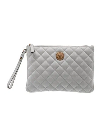 Pre-owned Versace Leather Clutch In White