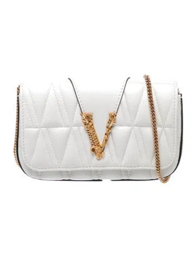 Pre-owned Versace Leather Clutch In White