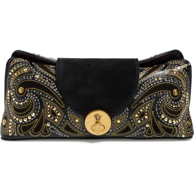 Versace Leather Clutch In White/black-gold 82