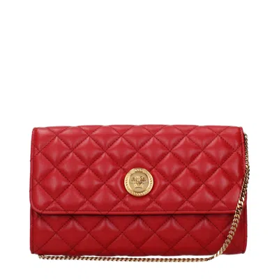 Versace Leather Clutch Women's Bag In Red