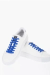 VERSACE LEATHER COLLEGE LOW-TOP SNEAKERS WITH EMBROIDERED LOGO