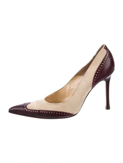 Pre-owned Versace Leather Colorblock Pattern D'orsay Pumps In Multi
