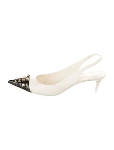 Pre-owned Versace Leather Colorblock Pattern Slingback Pumps In Neutral