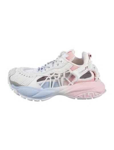 Pre-owned Versace Leather Colorblock Pattern Sneakers In Multi