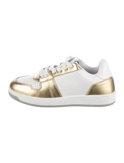 Pre-owned Versace Leather Colorblock Pattern Sneakers In White