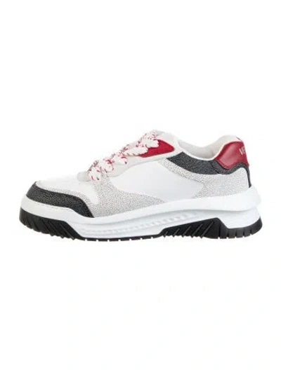 Pre-owned Versace Leather Colorblock Pattern Sneakers In White