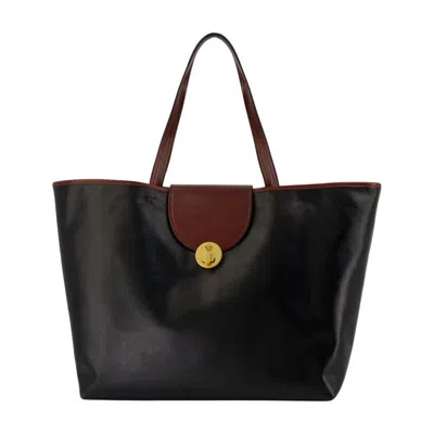 Versace Leather Colorblock Tote Bag  Black