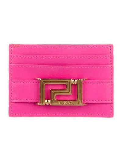 Pre-owned Versace Leather Compact Wallet In Pink