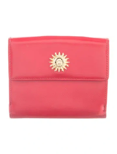 Pre-owned Versace Leather Compact Wallet In Red