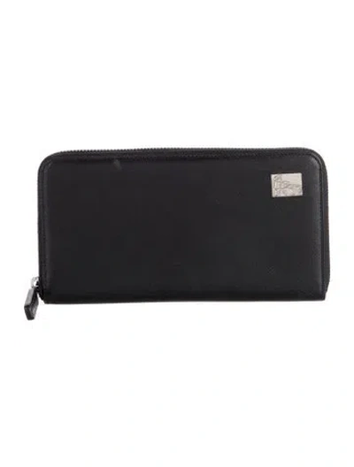 Pre-owned Versace Leather Continental Wallet In Black