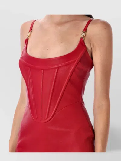 VERSACE LEATHER CORSET LONG DRESS